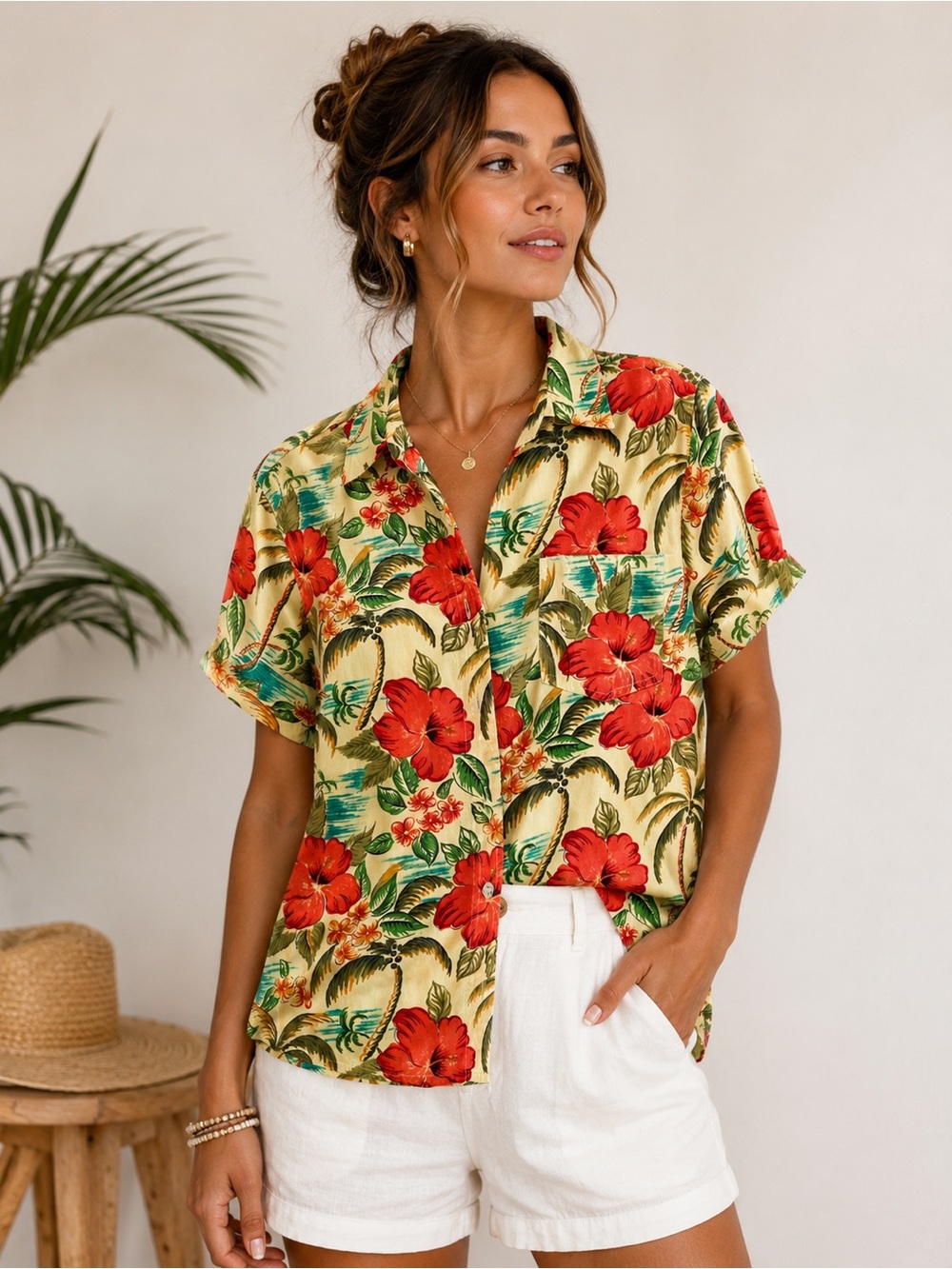 Solutions New York Hawaiian Tropical Rayon Camp Aloha Shirt – Medium
